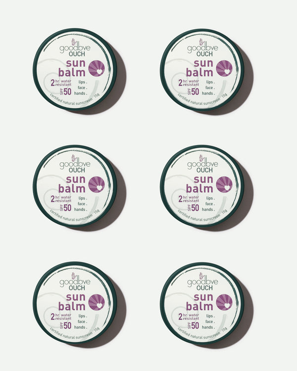 Sun Balm Natural Sunscreen SPF 50 and 2hr water resistant | 6 x 15g tins | workplace, team, school, club personal sunscreen