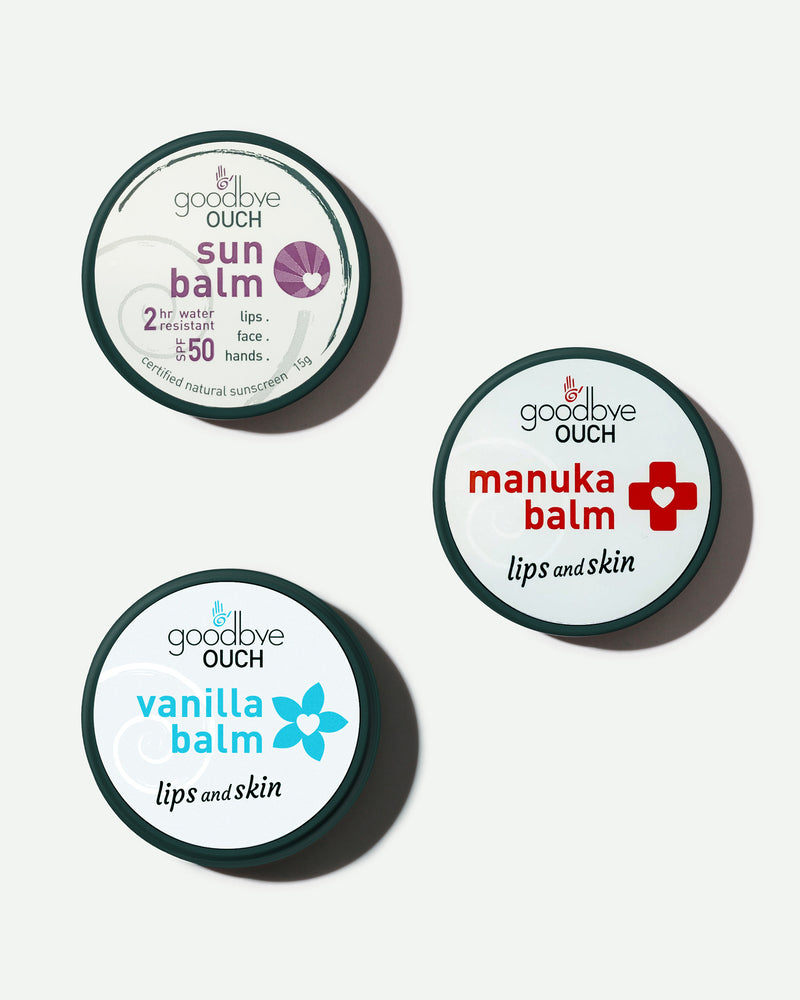 Triple Lips Set | Sun + Manuka + Vanilla Balm | 12g + 15g